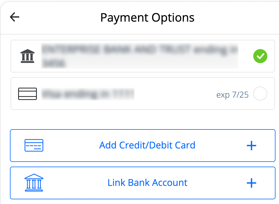 Screenshot of AutoPay payment options