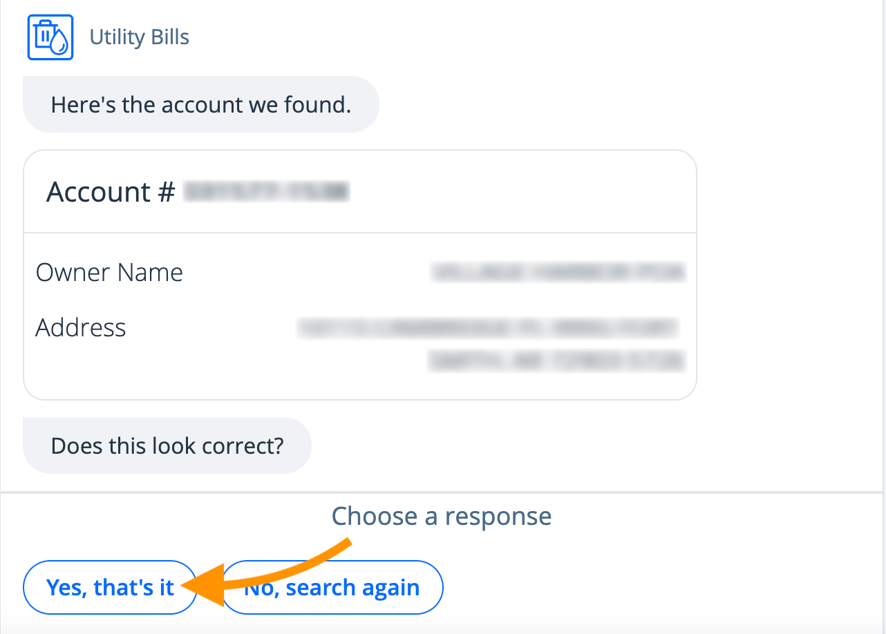 Screenshot of account search process